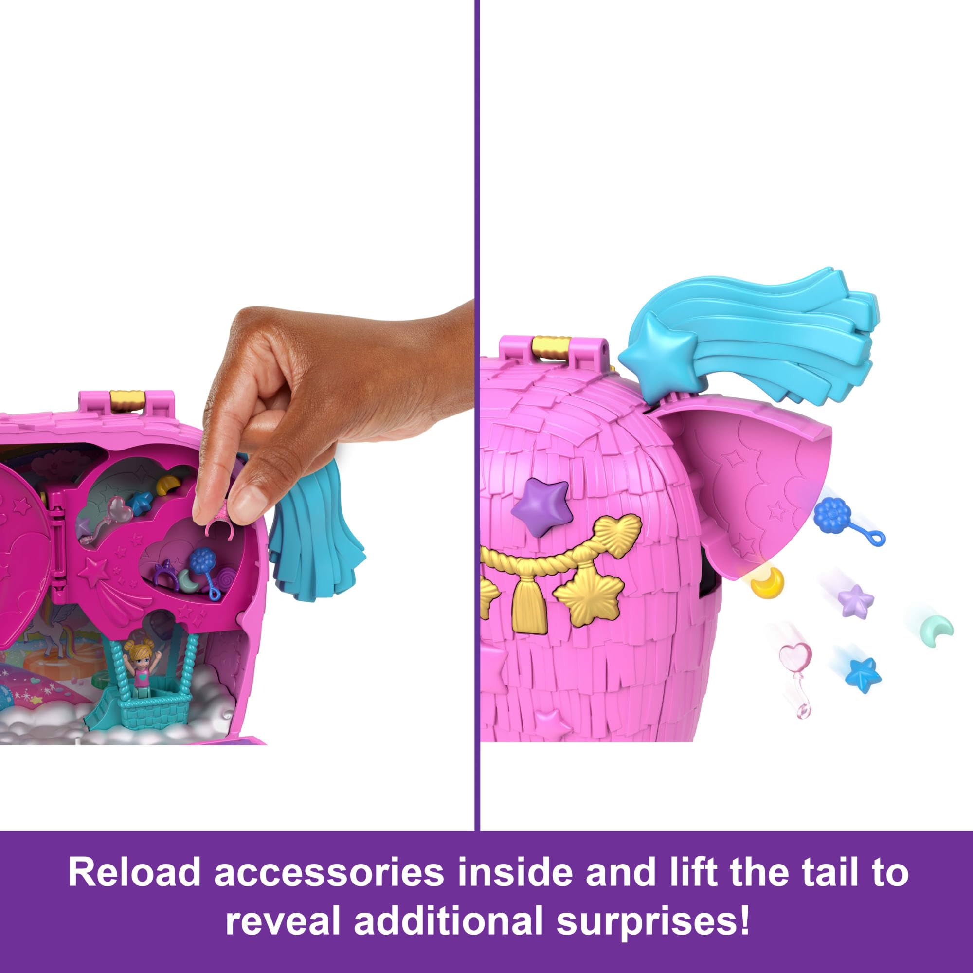 Polly Pocket Unicorn Partilandia Pinata Pencil Case – 2 Mini Dolls & 25+ Party Accessories | Ages 4+
