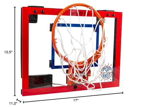 Pop-A-Shot Super Slam Over the Door Mini Basketball Hoop – 2 Balls, Pump, Breakaway Rim, Shatter-Resistant Backboard