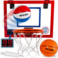Pop-A-Shot Super Slam Over the Door Mini Basketball Hoop – 2 Balls, Pump, Breakaway Rim, Shatter-Resistant Backboard