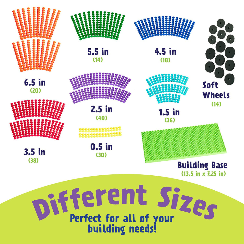 Popular Playthings Playstix Building Sticks Kit – 211 Piece STEM Construction Toy for Kids