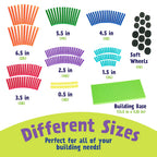 Popular Playthings Playstix Building Sticks Kit – 211 Piece STEM Construction Toy for Kids