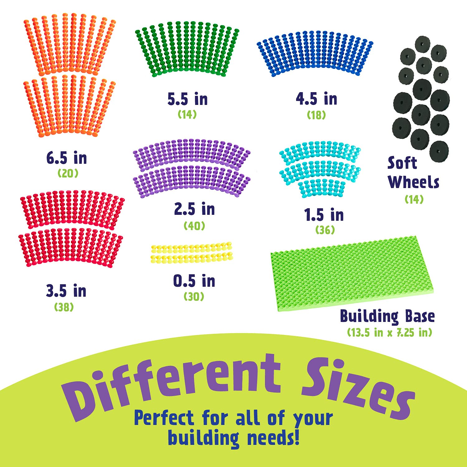 Popular Playthings Playstix Building Sticks Kit – 211 Piece STEM Construction Toy for Kids