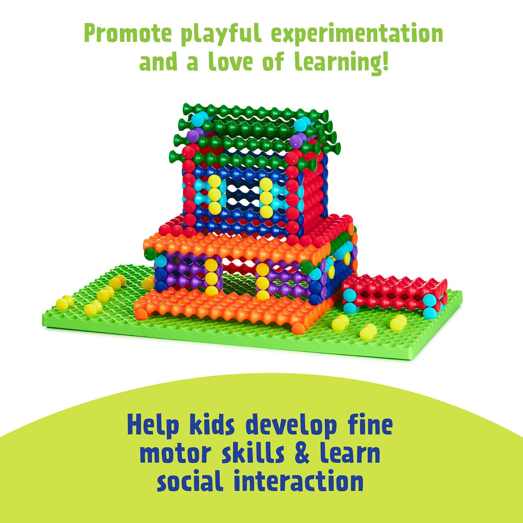 Popular Playthings Playstix Building Sticks Kit – 211 Piece STEM Construction Toy for Kids