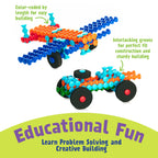 Popular Playthings Playstix Building Sticks Kit – 211 Piece STEM Construction Toy for Kids