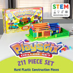 Popular Playthings Playstix Building Sticks Kit – 211 Piece STEM Construction Toy for Kids