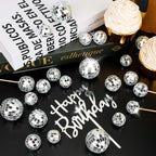 PORANDIA 23-Piece Disco Ball Cupcake Toppers – Happy Birthday Topper Set for Retro 70s Party Decor