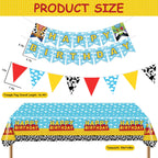 PPXMEEUDC Cartoon Story Party Decorations — Blue Sky Tablecloth, Cloud Print Banner & Flags for Birthday & Baby Shower