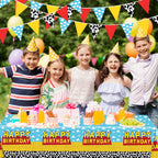 PPXMEEUDC Cartoon Story Party Decorations — Blue Sky Tablecloth, Cloud Print Banner & Flags for Birthday & Baby Shower