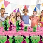 Practice Star 41-Piece Pink & Green Witch Party Decorations – Plates, Napkins & Tablecloth