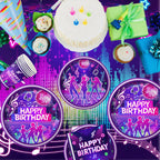 Practice Star 144 PCS Pop Music Party Decorations – Plates Napkins Cups Cutlery for 24