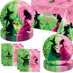 Practice Star 41-Piece Pink & Green Witch Party Decorations – Plates, Napkins & Tablecloth