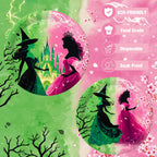 Practice Star 41-Piece Pink & Green Witch Party Decorations – Plates, Napkins & Tablecloth