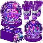 Practice Star 144 PCS Pop Music Party Decorations – Plates Napkins Cups Cutlery for 24