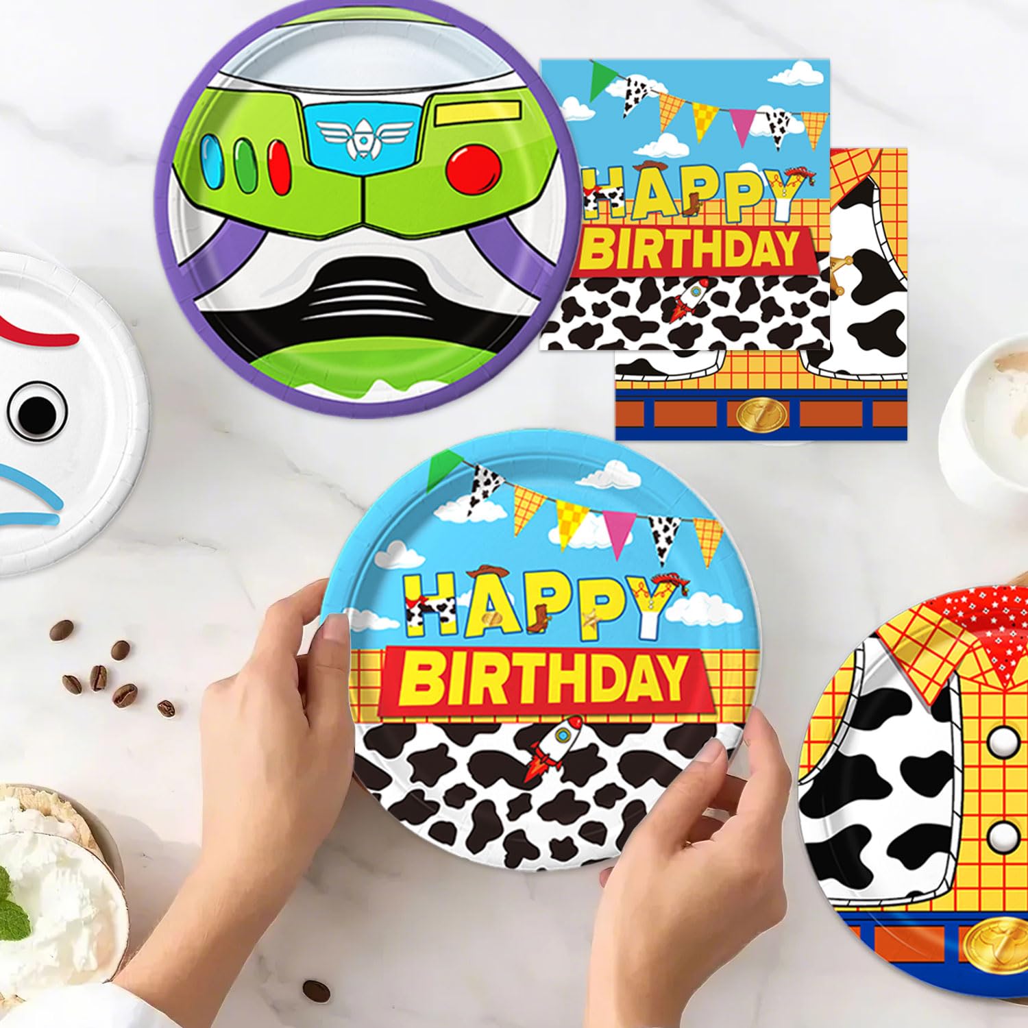 Practice Star 90Pcs Cartoon Birthday Tableware for 30 Guests — Plates & Napkins