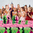 Practice Star 41-Piece Pink & Green Witch Party Decorations – Plates, Napkins & Tablecloth