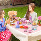 PRE-WORLD Tea Party Set for Little Girls – Princess Tea Time Toy with Desserts, Teapot, Tablecloth & Carrying Case (Ages 3–6)