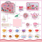 PRE-WORLD Tea Party Set for Little Girls – Princess Tea Time Toy with Desserts, Teapot, Tablecloth & Carrying Case (Ages 3–6)