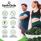 Earth Circle Organics Premium Organic Chlorella + Spirulina Tablets 1000 Count (50/50) – Vegan, Kosher, Cracked Cell Wall