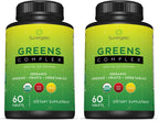 Premium USDA Organic Greens Superfood Tablets – 60 Tablets (Pack of 2) – Greens, Fruits & Veggies Daily Supplement