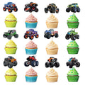 Pretyps 24 PCS Monster Truck Cupcake Toppers – Birthday Party Decor for Boys & Girls