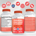 PrimeMD 5-in-1 Organic Turmeric Curcumin + Berberine & Cinnamon (4210mg) – 120 ct Pack of 4