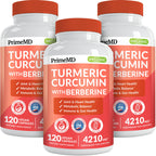 PrimeMD 5-in-1 Organic Turmeric Curcumin with Berberine & Bioperine – 120 ct (Pack of 3)