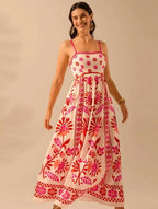 Printing Slip Dress Vacation Style Women's Clothing