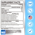 300 Billion CFU Probiotic with 12 Strains & 3 Organic Prebiotics – Daily Digestive & Immune Support, Vegan, Shelf-Stable, 120 Count