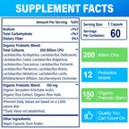 200 Billion CFU Probiotic – 12 Strains + 3 Organic Prebiotics, 240 Caps (240-Day), Non-GMO