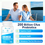 200 Billion CFU Probiotic – 12 Strains + 3 Organic Prebiotics, 240 Caps (240-Day), Non-GMO