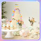 ProSuites 63 Pcs Cake Toppers – Daisy Rainbow, Ball & Dog Ear Set for Parties