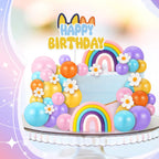 ProSuites 63 Pcs Cake Toppers – Daisy Rainbow, Ball & Dog Ear Set for Parties