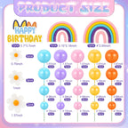 ProSuites 63 Pcs Cake Toppers – Daisy Rainbow, Ball & Dog Ear Set for Parties