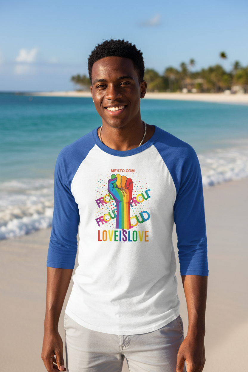 MEHZO LOVE IS LOVE Unisex 3/4 sleeve Raglan T-shirt