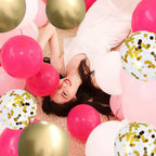 Przyjecie Pink Gold White Latex Balloons – 61 Pc Confetti Party Kit for Girl's Birthday, Mother's Day & More