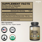 Organic Psyllium Husk Capsules 750 mg – Natural Fiber for Gut Health | Zealthy Life, 250 Capsules