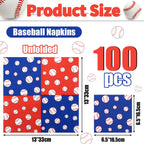 PTECDROTS 100 Pcs Baseball Napkins – Disposable 13x13 Inch Party Decor for Sports Fans