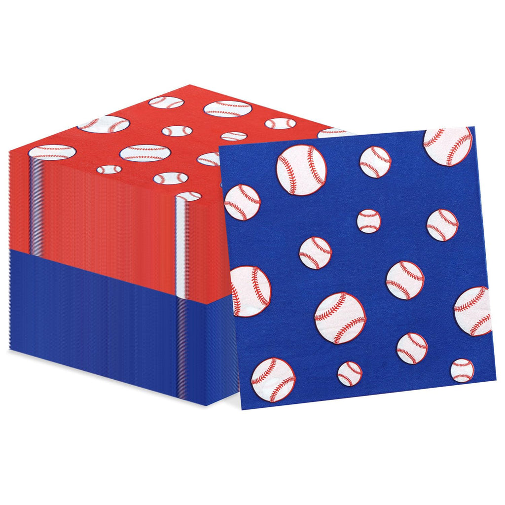 PTECDROTS 100 Pcs Baseball Napkins – Disposable 13x13 Inch Party Decor for Sports Fans