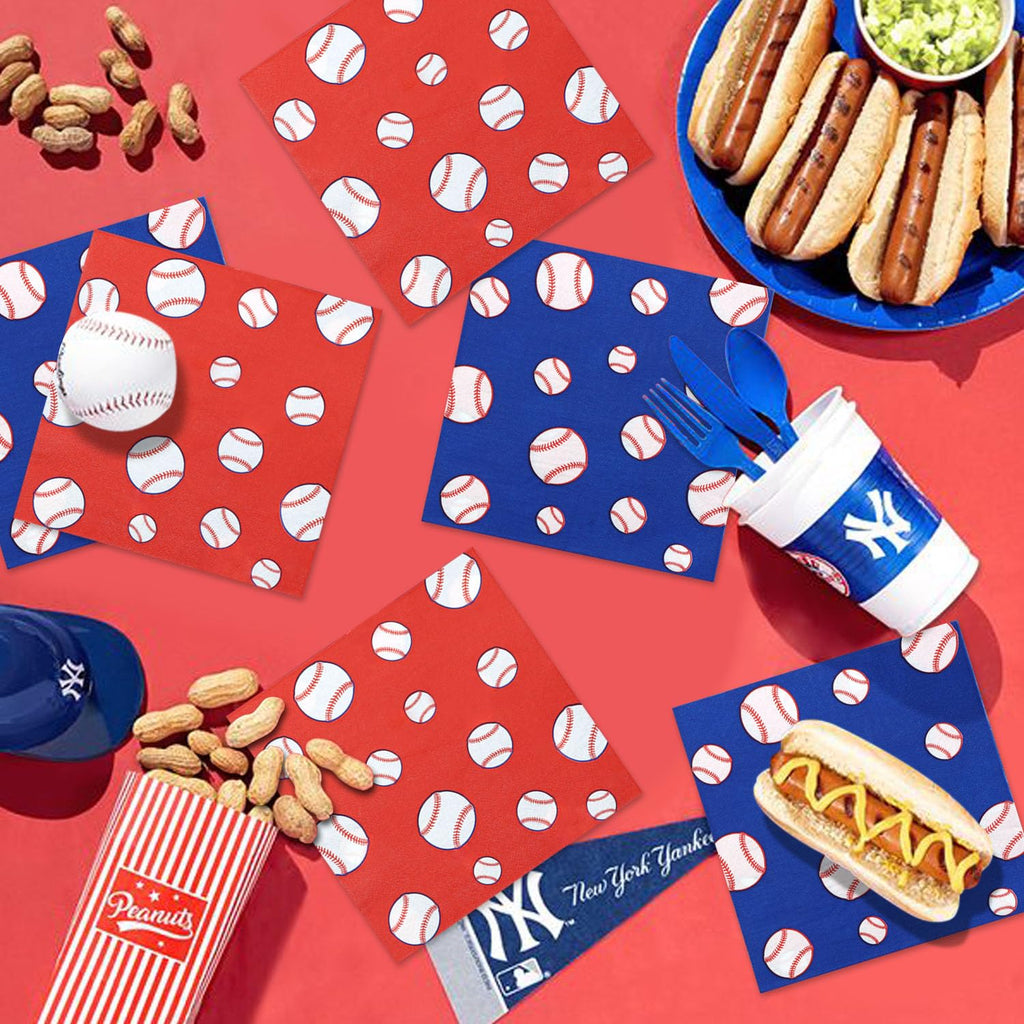 PTECDROTS 100 Pcs Baseball Napkins – Disposable 13x13 Inch Party Decor for Sports Fans