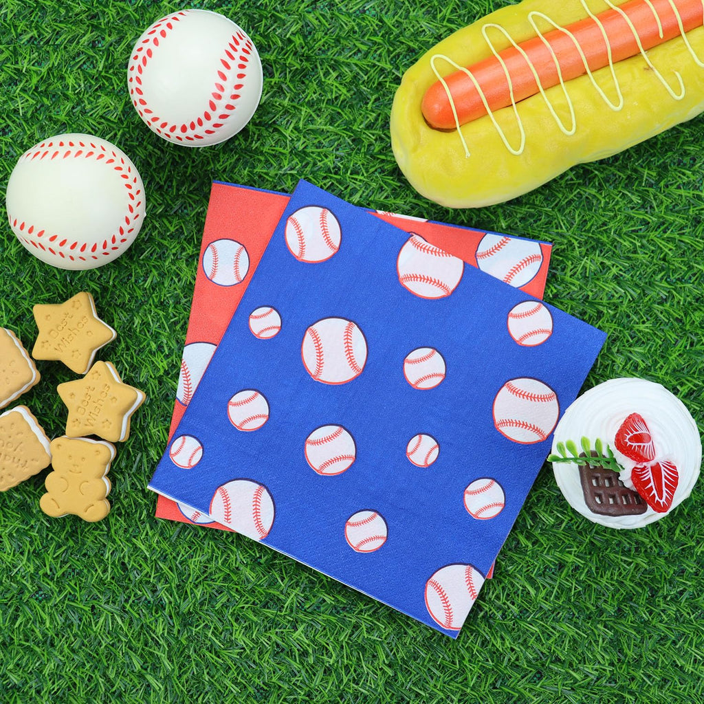 PTECDROTS 100 Pcs Baseball Napkins – Disposable 13x13 Inch Party Decor for Sports Fans