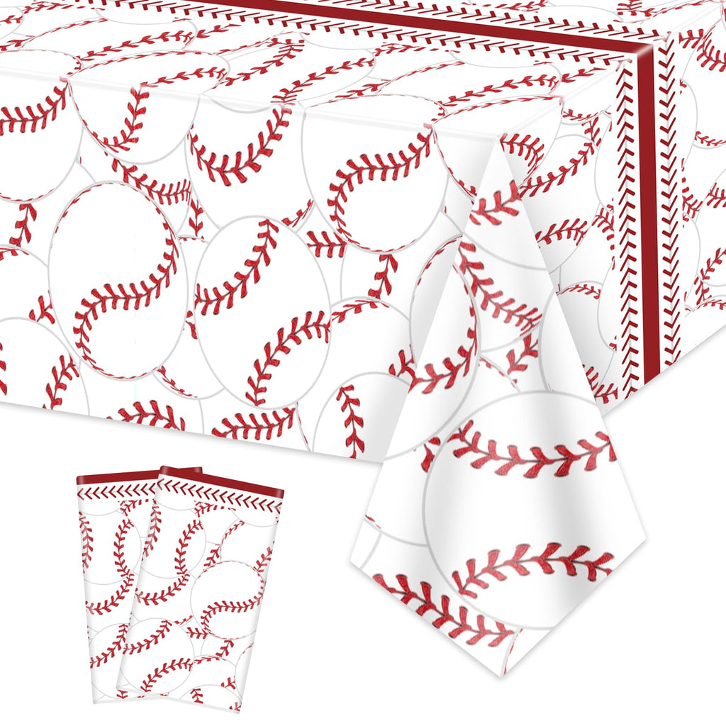 PTECDROTS 2-Pack Baseball Tablecloths – 51x86 in Rectangular Disposable Table Covers, Baseball Pattern