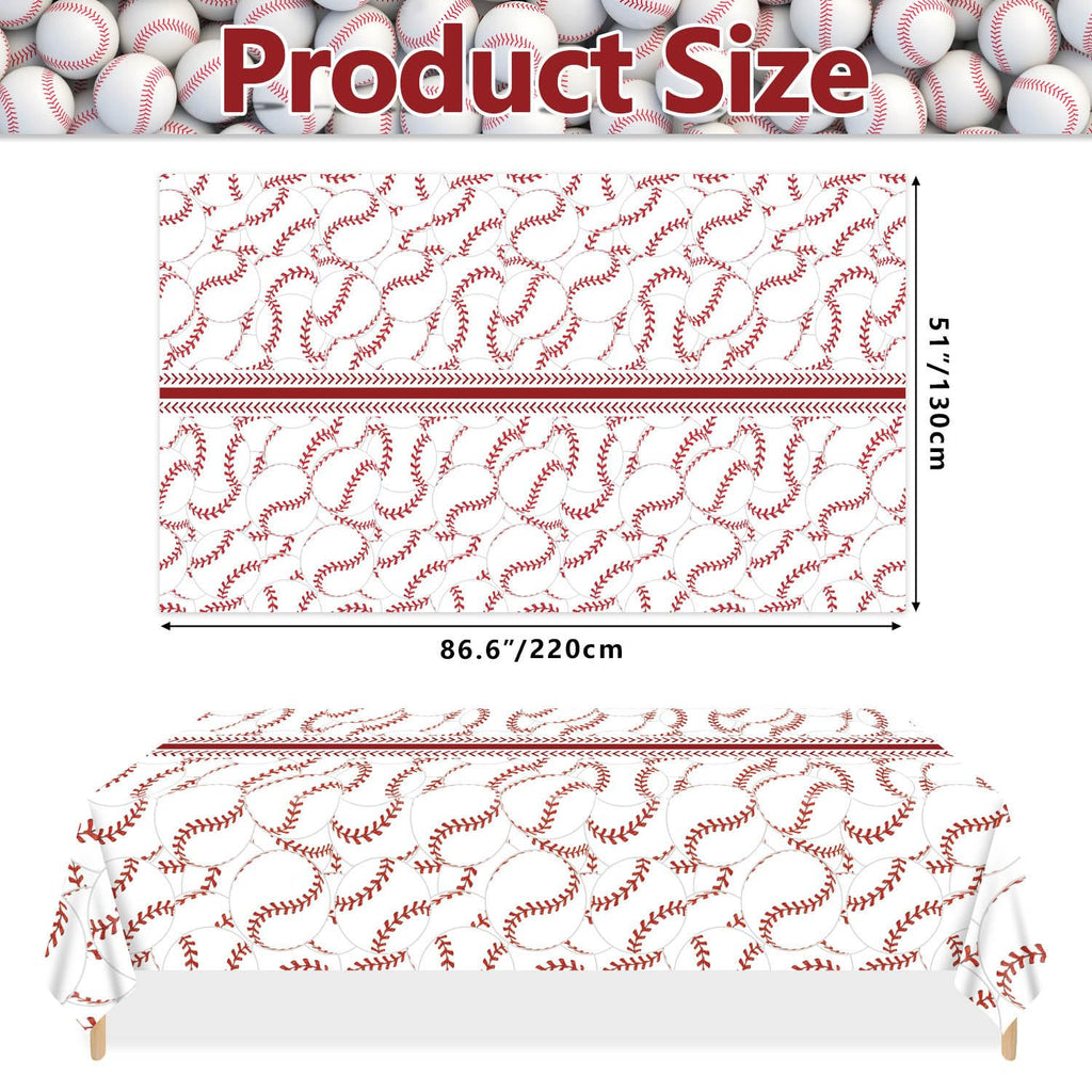PTECDROTS 2-Pack Baseball Tablecloths – 51x86 in Rectangular Disposable Table Covers, Baseball Pattern