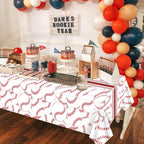 PTECDROTS 2-Pack Baseball Tablecloths – 51x86 in Rectangular Disposable Table Covers, Baseball Pattern