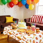 PTECDROTS 4Pcs Hot Dog Tablecloths – Rectangular 51x86in for BBQ, Birthday & Picnic Parties