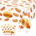 PTECDROTS 4Pcs Hot Dog Tablecloths – Rectangular 51x86in for BBQ, Birthday & Picnic Parties