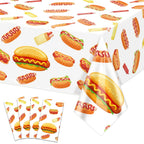 PTECDROTS 4Pcs Hot Dog Tablecloths – Rectangular 51x86in for BBQ, Birthday & Picnic Parties