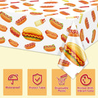PTECDROTS 4Pcs Hot Dog Tablecloths – Rectangular 51x86in for BBQ, Birthday & Picnic Parties