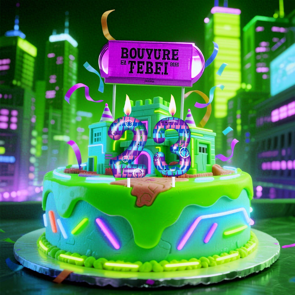 PTUSAL Gaming Theme Number 2 Birthday Candle – Multicolor Gradient Cake Topper for Game Night