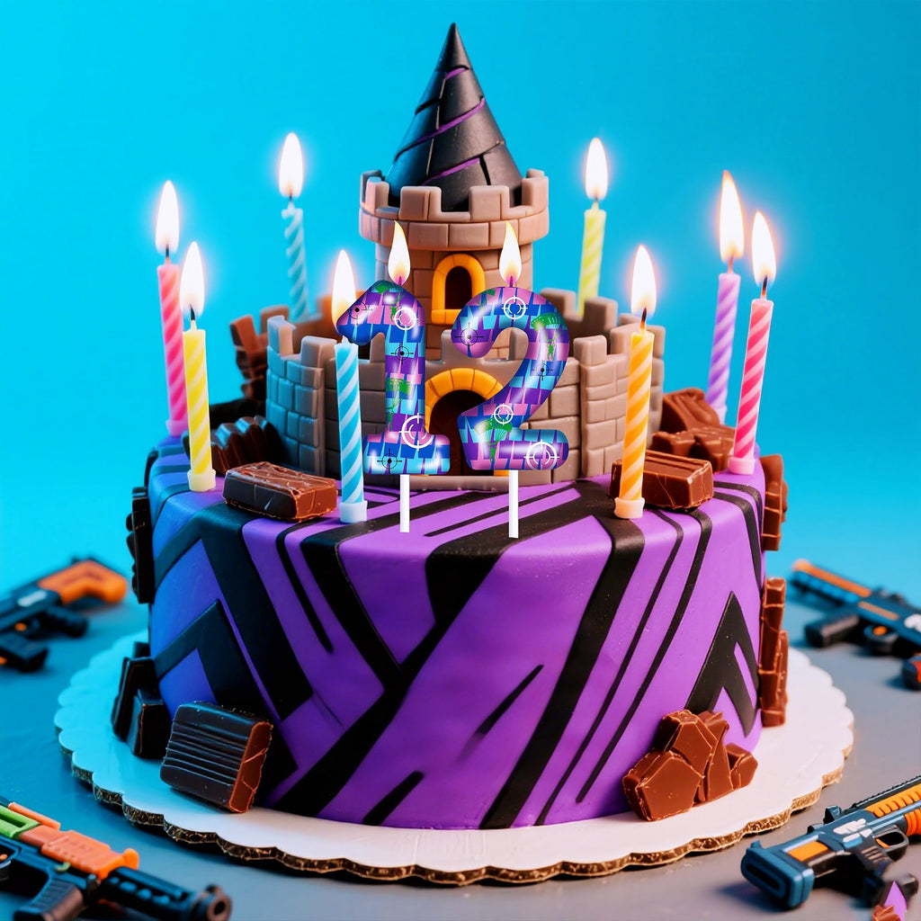 PTUSAL Gaming Theme Number 2 Birthday Candle – Multicolor Gradient Cake Topper for Game Night