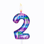 PTUSAL Gaming Theme Number 2 Birthday Candle – Multicolor Gradient Cake Topper for Game Night